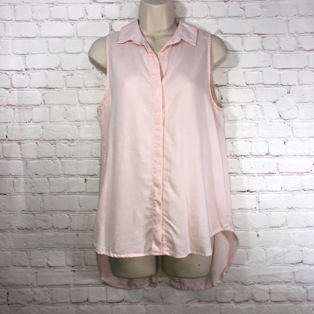 Cloth & Stone Sleeveless Button Down Blouse High Low Hem Pink Size M - Picture 2 of 5